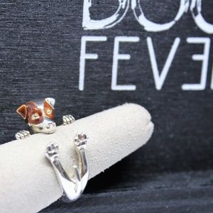 Dog Fever Hug Ring Sterling Silver Jack Russell